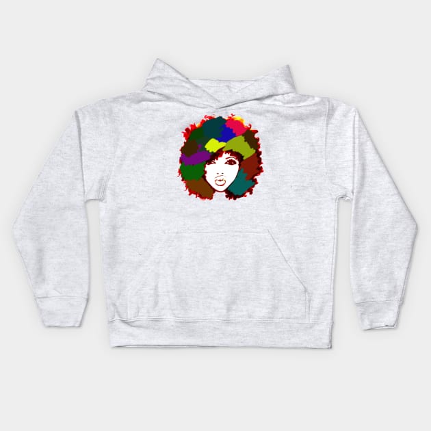 Rainbow Afro Curly Art Natural Hair Kids Hoodie by EllenDaisyShop